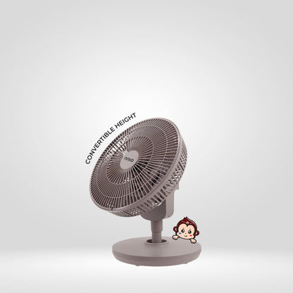 EZ99 12" BLDC Motor 3D Osc Air Circulator with Remote Control (Beige), Twist & Release Fan Head, Height Adjustable