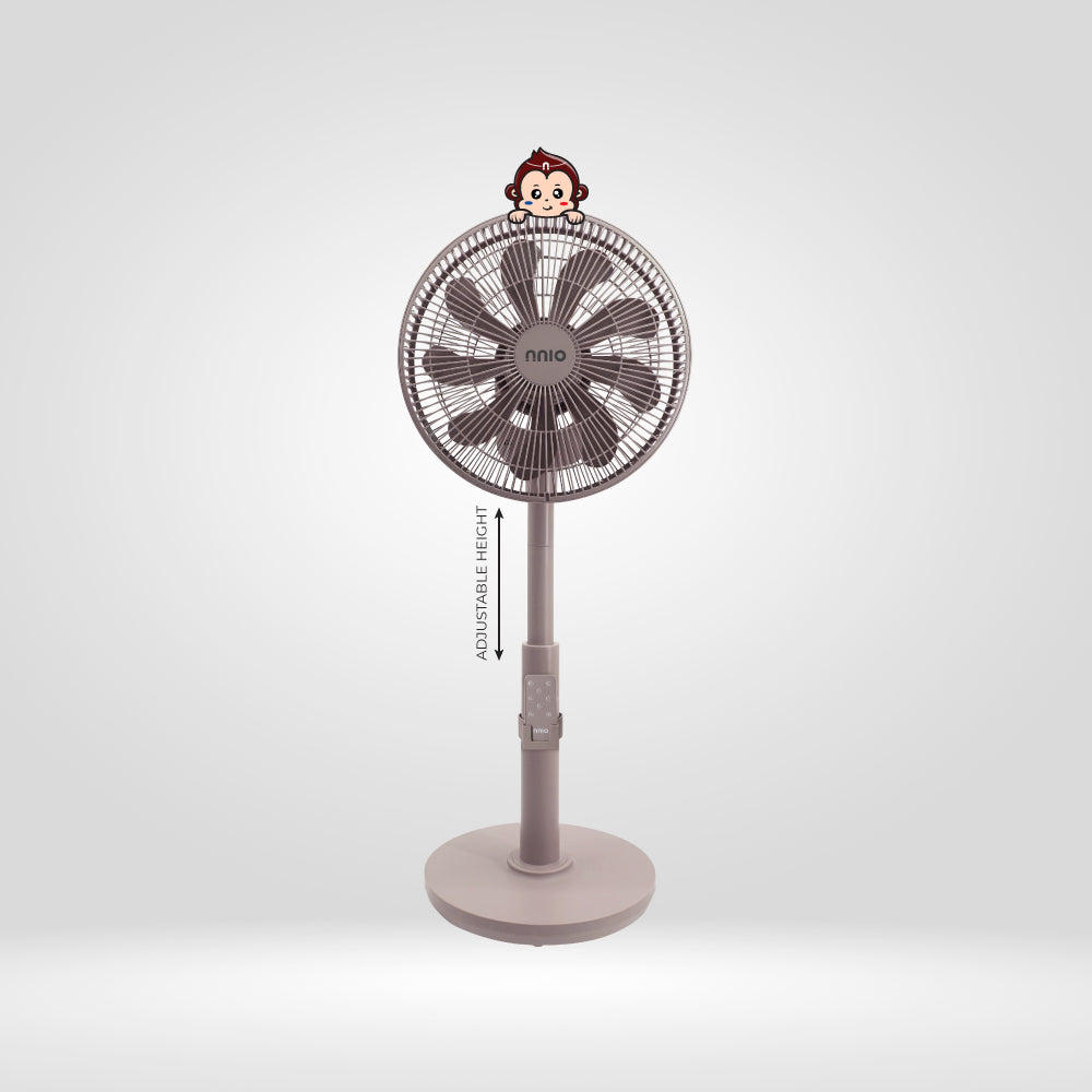 EZ99 12" BLDC Motor 3D Osc Air Circulator with Remote Control (Beige), Twist & Release Fan Head, Height Adjustable