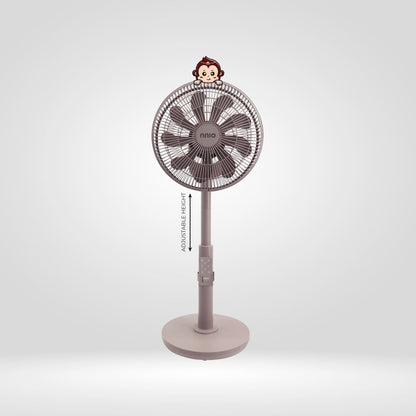 EZ99 12" BLDC Motor 3D Osc Air Circulator with Remote Control (Beige), Twist & Release Fan Head, Height Adjustable
