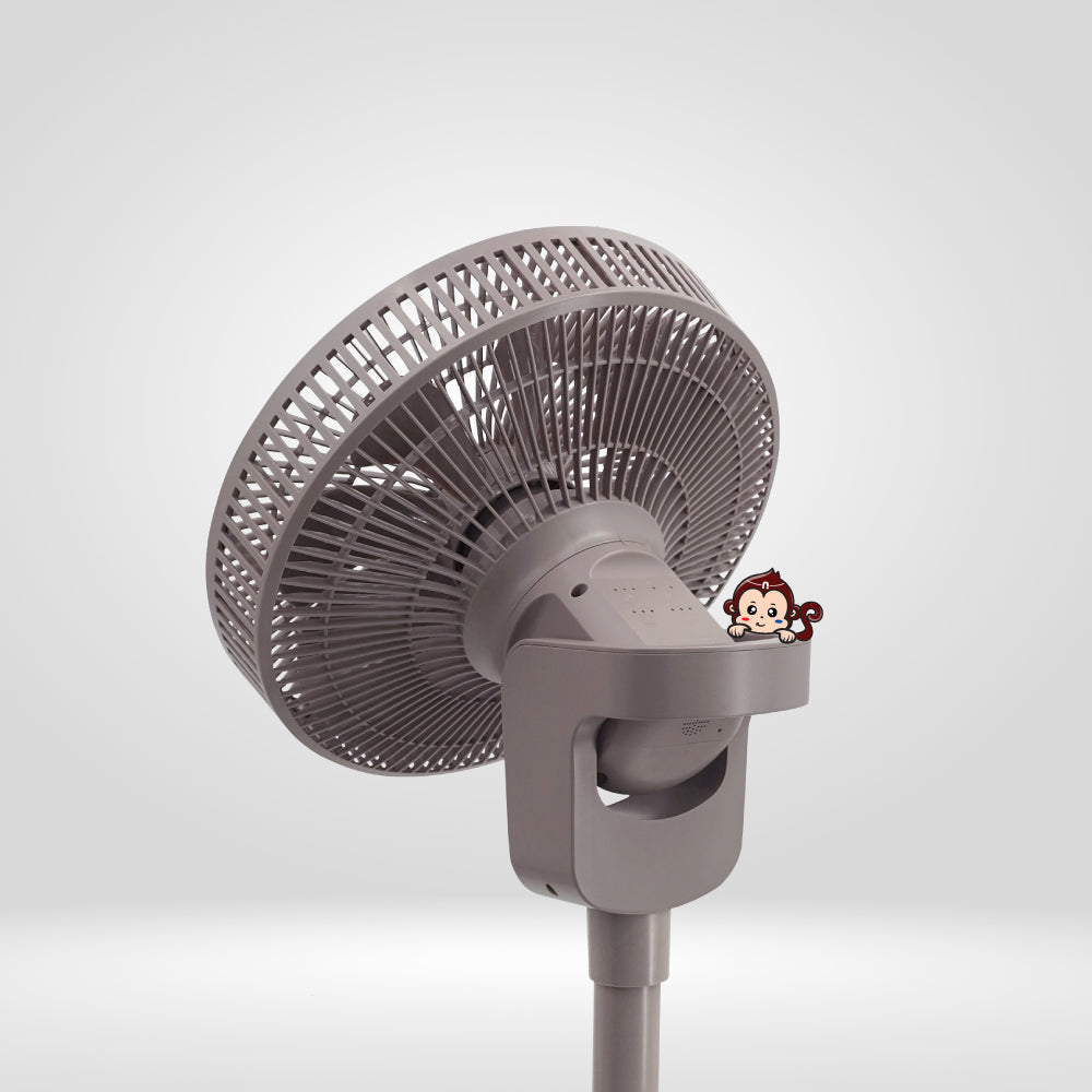 EZ99 12" BLDC Motor 3D Osc Air Circulator with Remote Control (Beige), Twist & Release Fan Head, Height Adjustable