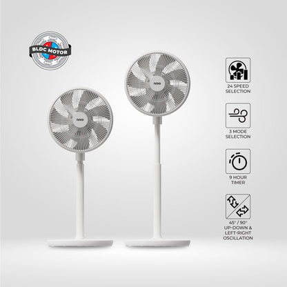 14" BLDC Stand Fan With Remote Ultra Quiet & Energy Saving 24 Speeds (N1400DCSFR)