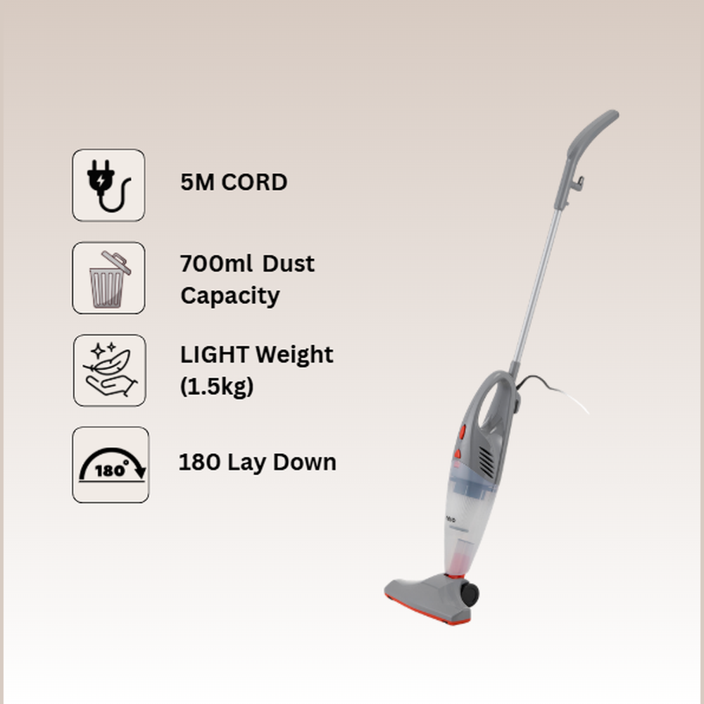 Corded Stick Vacuum Cleaner, 600W AC Motor, 180 Degree Lay Down, 5M Cord, (N6100SVC)