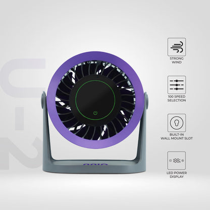 U-2 High Speed Portable Fan, 3600mAh, 100 Speed, Digital Display & Control