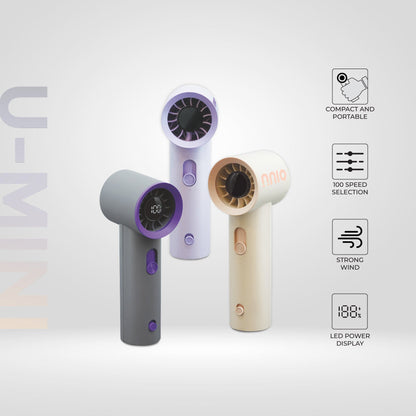 U-MINI High Speed Portable Handheld Fan, 1800mAh, 100 Speed